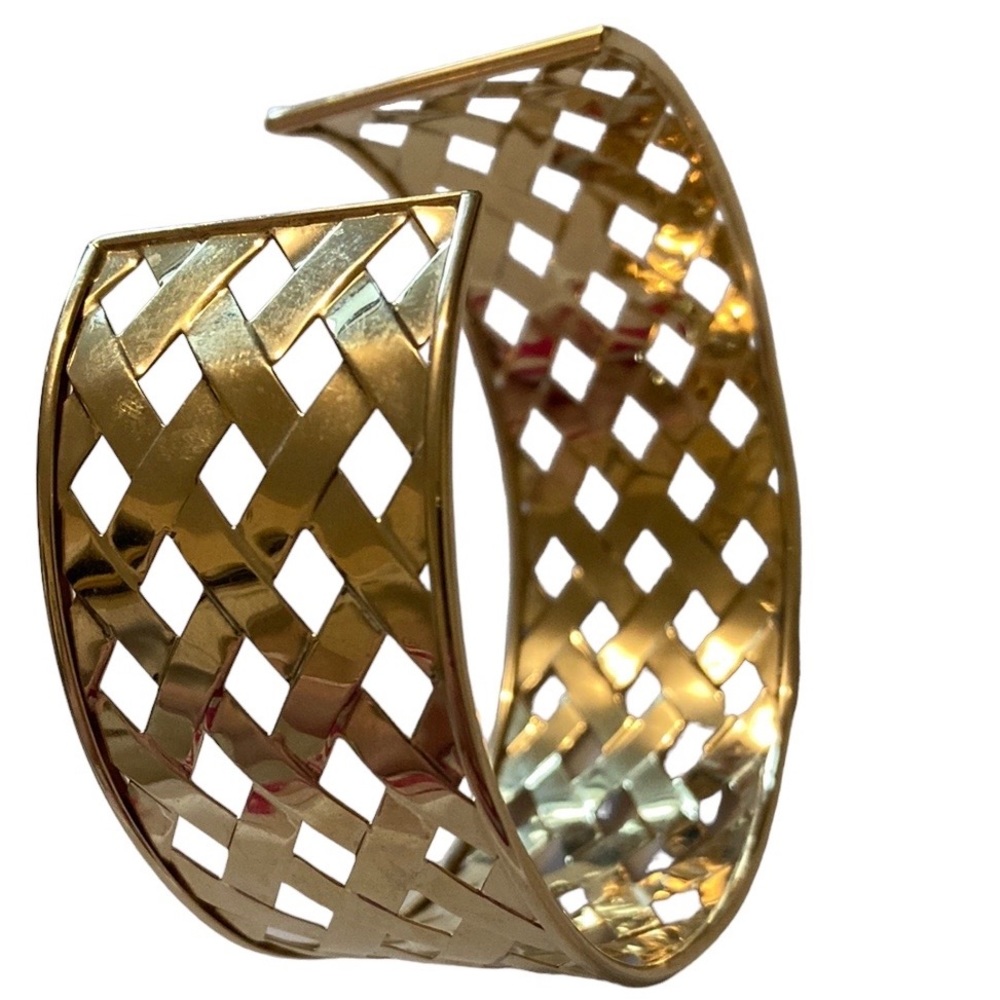 14k Basket Weave Cuff Bracelet - image 1